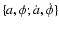 $\{a,\phi; \dot{a},\dot{\phi}\}$