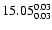 $\rm 15.05^{ 0.03 }_{
0.03 }$