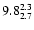 $\rm 9.8^{ 2.3 }_{ 2.7 }$