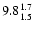 $\rm 9.8^{ 1.7 }_{ 1.5 }$