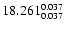 $\rm 18.261^{ 0.037 }_{ 0.037 }$