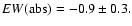 $EW(\rm abs)=-0.9\pm0.3.$