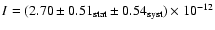 $I = (2.70\pm0.51_{{\rm stat}}\pm 0.54_{{\rm syst}})\times 10^{-12}$