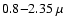 $0.8{-}2.35~\mu$