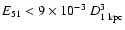 ${E_{51}} < 9 \times
10^{-3}~{D_{1 ~\rm kpc}^3}$