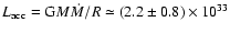 $L_{\rm acc}={\rm G}M\dot M/R\simeq(2.2\pm0.8)\times 10^{33}$
