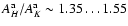 $A_{H}^{\rm a}/A_{K}^{\rm a}\sim 1.35 \dots 1.55$
