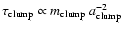 $\tau_{{\rm clump}} \propto
m_{{\rm clump}}~a_{{\rm clump}}^{-2}$