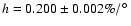 $h=0.200\pm0.002\%/\hbox{$^\circ$ }$