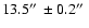 $13.5\hbox{$^{\prime\prime}$ }\pm 0.2\hbox{$^{\prime\prime}$ }$