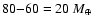 $80 {-} 60=20~{M}_\oplus$