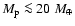 $M_{\rm p} \la 20~{M}_\oplus$