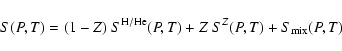 \begin{displaymath}S(P,T) = (1-Z)~S^{\rm H/He}(P,T) + Z~S^Z(P,T) + S_{\rm mix}(P,T)
\end{displaymath}