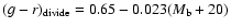 $(g-r)_{\rm divide} = 0.65 - 0.023 (M_{\rm b} + 20)$