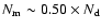 $N_{\rm m}\sim 0.50\times N_{\rm d}$