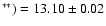$^{**}) = 13.10 \pm 0.02$