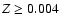 $Z\ge 0.004$