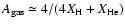 $A_{\rm gas}\simeq 4/(4 X_{\rm H} + X_{\rm He})$