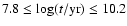 $7.8\le\log (t/{\rm yr})\le10.2$