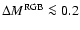 $\Delta M^{\rm RGB}\la0.2$