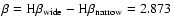 $\beta={\rm H}\beta_{\rm wide}-{\rm H}\beta_{\rm
narrow}=2.873$