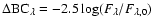 $\Delta{\rm BC}_{\lambda}=-2.5\log(F_{\lambda}/F_{\lambda, 0})$