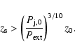 \begin{displaymath}
z_{\rm s}> \left(\frac{P_{\rm j,0}}{P_{\rm ext}}\right)^{3/10}
z_0.
\end{displaymath}