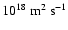 $10^{18}~{\rm m}^2~{\rm s}^{-1}$