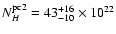 $N_{H}^{\rm pc2} = 43^{+16}_{-10}\times 10^{22}$