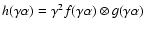 $h(\gamma \alpha)=\gamma^{2}f(\gamma
\alpha)\otimes g(\gamma \alpha)$