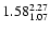 $\rm 1.58_{1.07}^{2.27}$