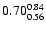 $\rm0.70_{0.56}^{0.84}$