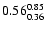 $\rm0.56_{0.36}^{0.85}$