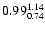 $\rm0.99_{0.74}^{1.14}$