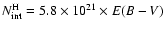 $N_{\rm int}^{\rm H}=5.8\times10^{21}\times E(B-V)$