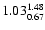 $\rm 1.03_{0.67}^{1.48}$