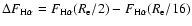 $\Delta F_{\rm H\alpha}=F_{\rm H\alpha}(R_{\rm e}/2)-F_{\rm H\alpha}(R_{\rm e}/16)$