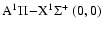 ${\rm A}^{1}\Pi\!-\!{\rm X}^{1}\Sigma^{+}~(0,0)$