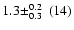 $1.3\!\pm_{0.3}^{0.2}~(14)$