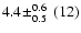 $4.4\!\pm_{0.5}^{0.6}~(12)$