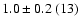 $1.0\pm0.2~(13)$