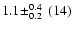 $1.1\!\pm_{0.2}^{0.4}~(14)$