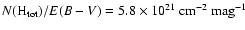 $N({\rm H}_{\rm tot})/E({ {B-V}})=5.8\times 10^{21}~{\rm {cm}}^{-2}~{\rm {mag}}^{-1}$