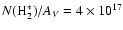 $N({\rm H}_2^*) /A_V= 4 \times 10^{17}$