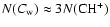 $N({C}_{\rm w}) \approx 3 N({\rm CH^+})$