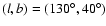 $(l,b)=(130^\circ ,40^\circ )$