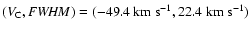 $(V_{\rm C},
{\it FWHM}) = (-49.4~{\rm km~s}^{-1},
22.4~{\rm km~s}^{-1})$