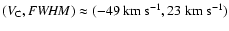$(V_{\rm C}, {\it FWHM}) \approx (-49~{\rm km~s}^{-1},
23~{\rm km~s}^{-1})$