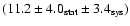 $(11.2 \pm 4.0_{{\rm stat}} \pm 3.4_{{\rm sys}})$