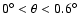 $0^{\circ}<\theta<0.6^{\circ}$
